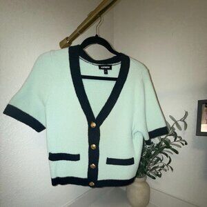 Mint Green Cropped Cardigan w/ Gold Buttons – Express, Size M